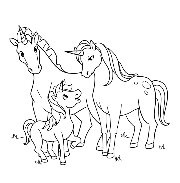 Unicorn Family Coloring Pages