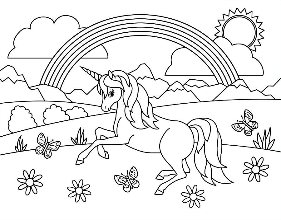 unicorn rainbow coloring pages