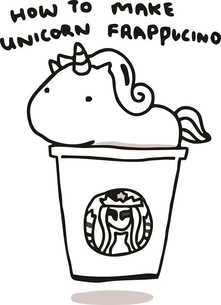 unicorn starbucks coloring pages