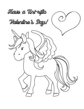 unicorn valentines day coloring pages
