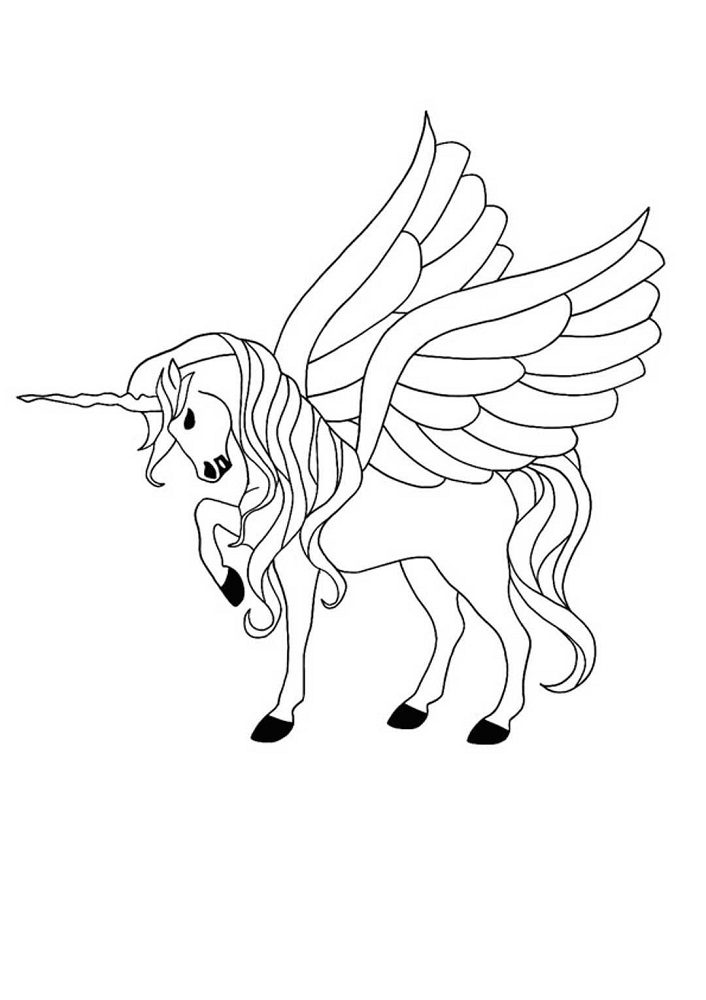 unicorn with wings coloring pages