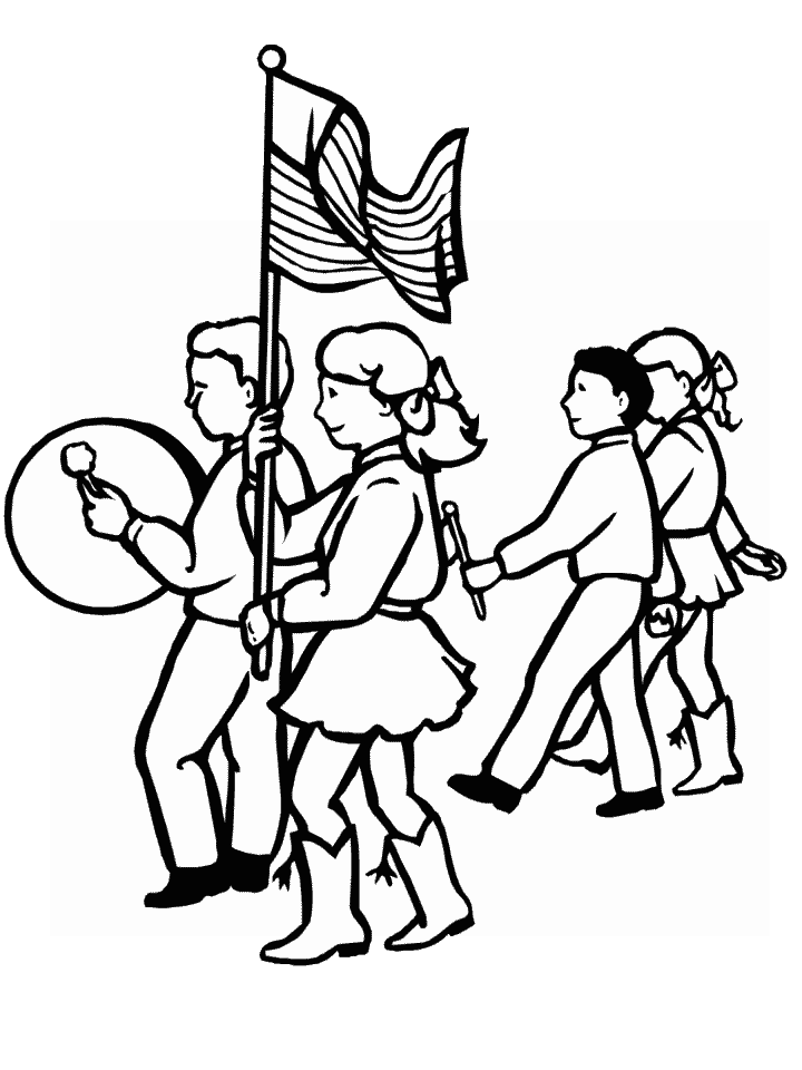 USA People Marching Coloring Pages