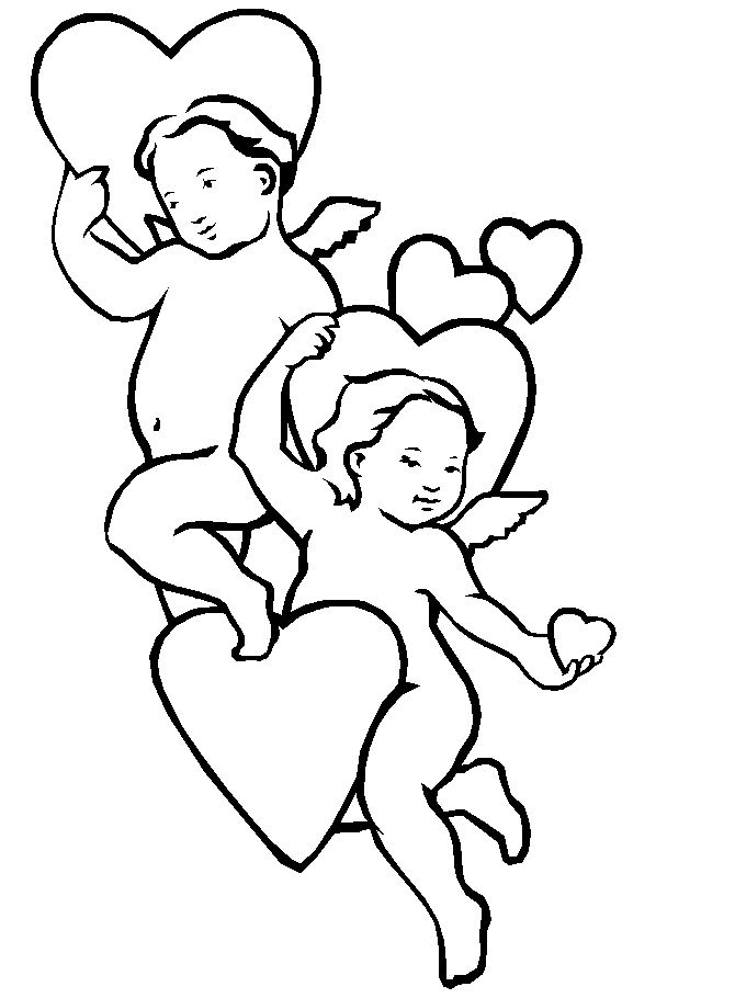 Valentines Angels Coloring Pages