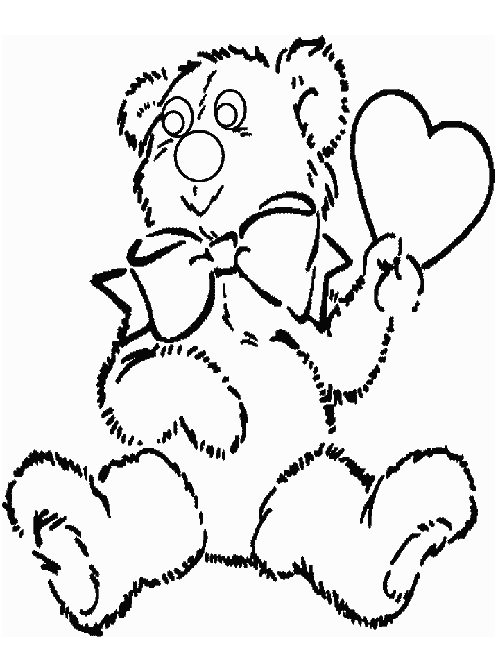 Valentines Bear with Bow Tie coloring page