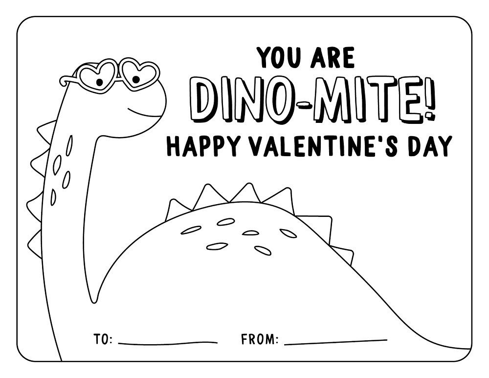 valentines day dinosaur coloring pages