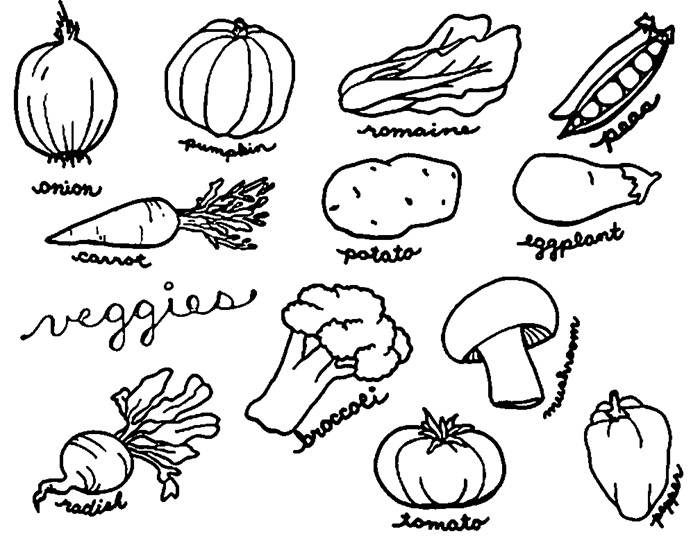 Vegetable Coloring Pages for Preschoolers