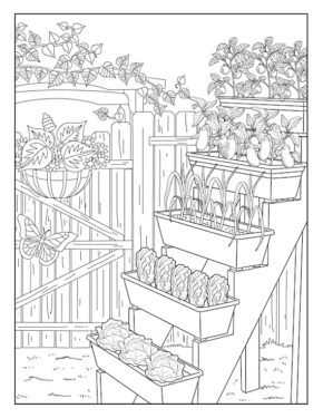 Free Vegetable Garden coloring page to print and color.