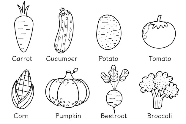 Vegetables Coloring Pages with Names