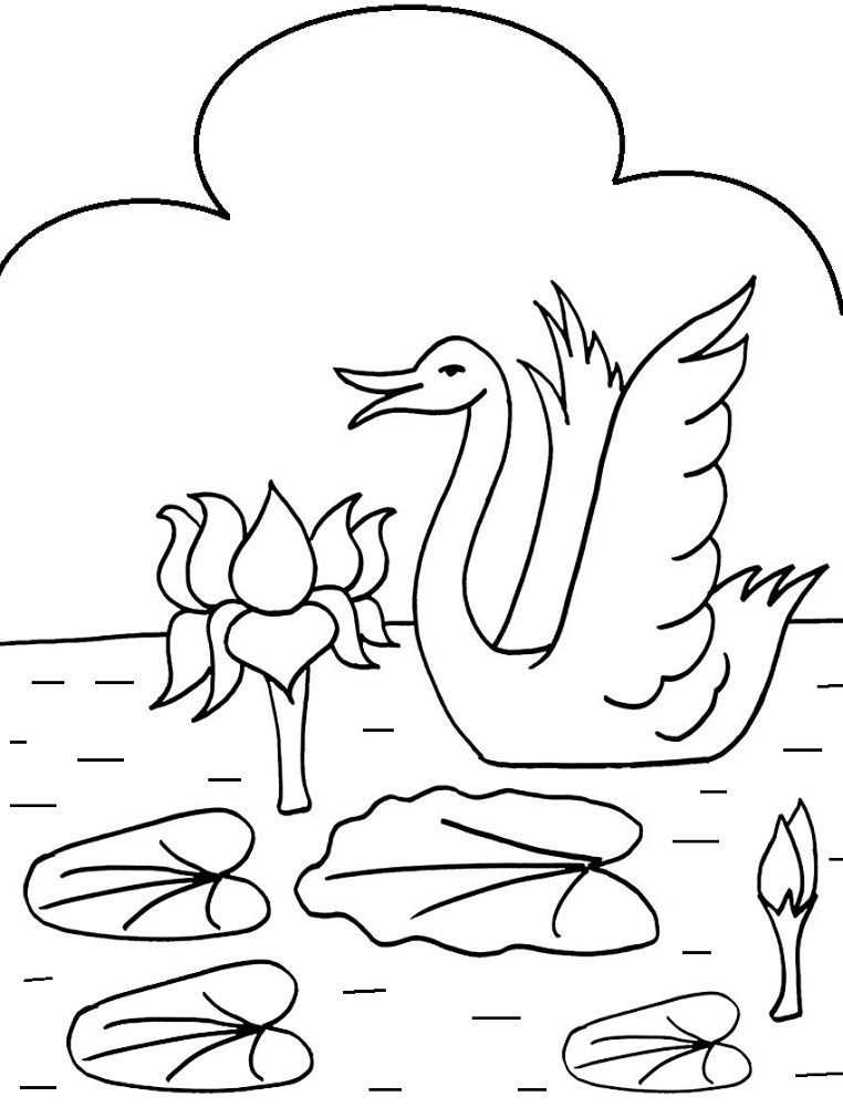 vintage swan water lily embroidery coloring pages