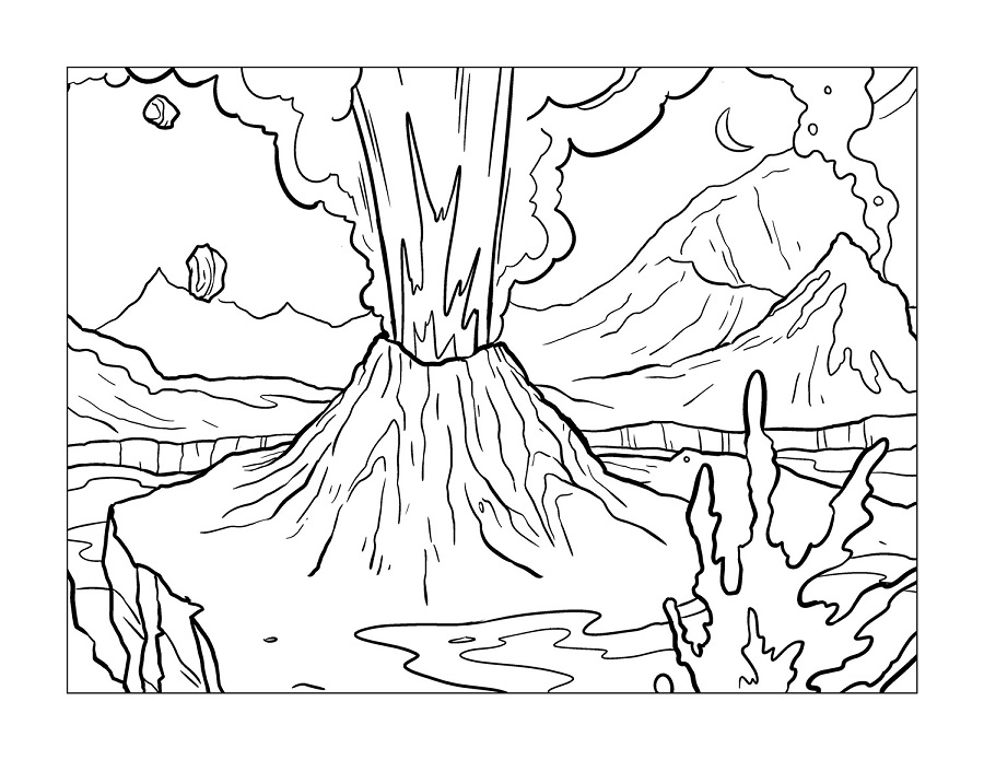 Volcano Coloring Page