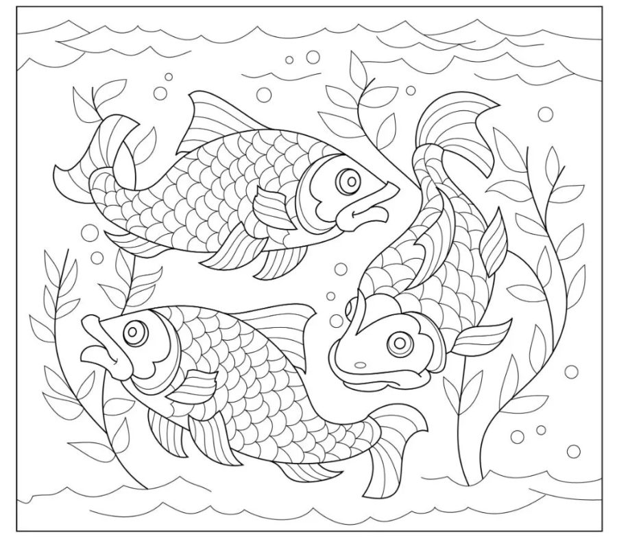water coloring pages free fishes