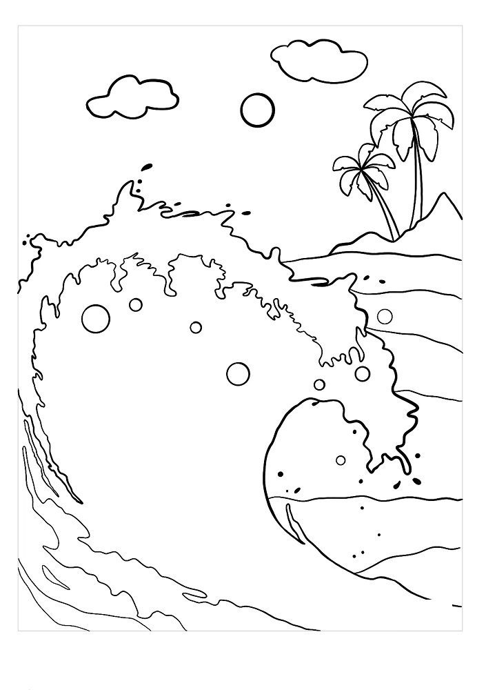 water coloring pages waves
