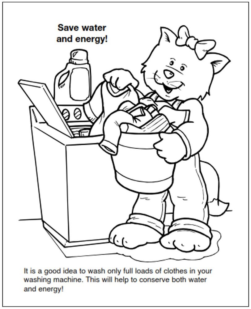 water conservation cartoon coloring pages
