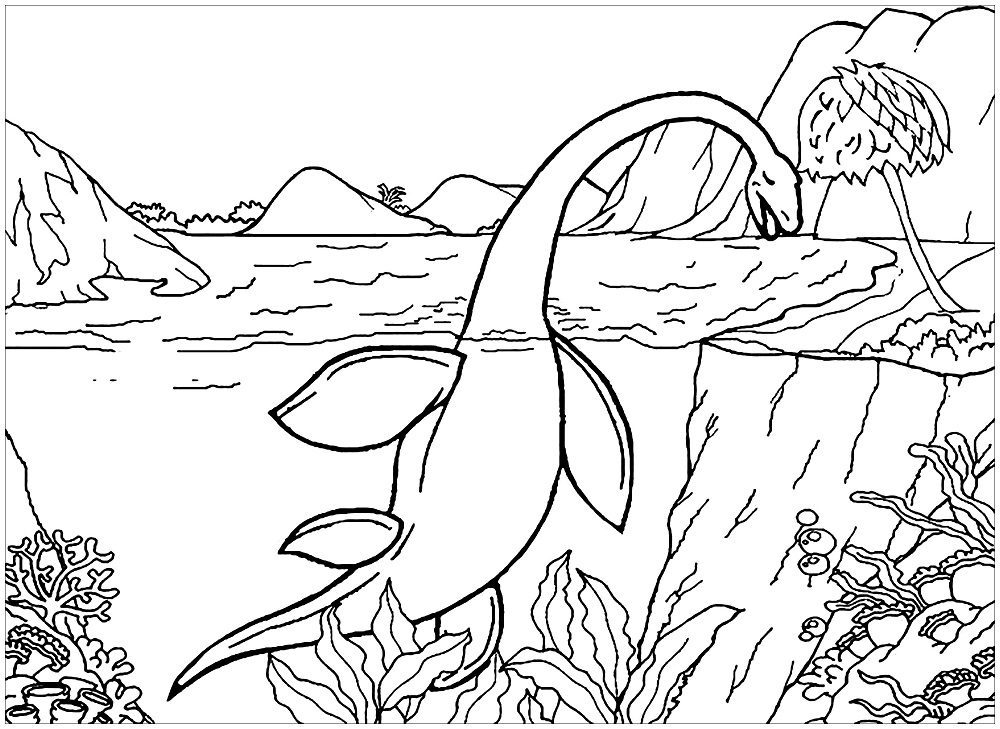 water dinosaur coloring pages