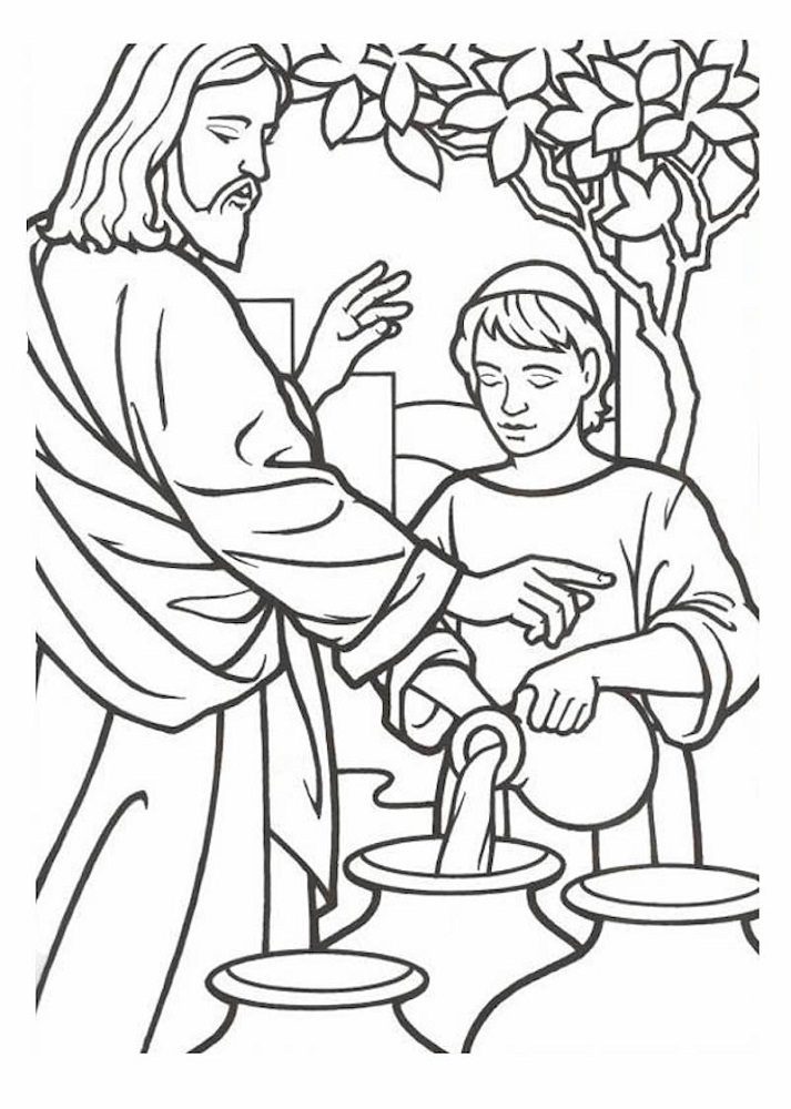 water into wine coloring pages