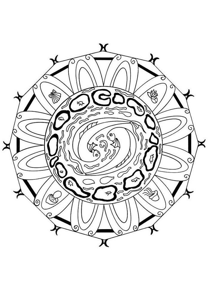 water mandala coloring pages