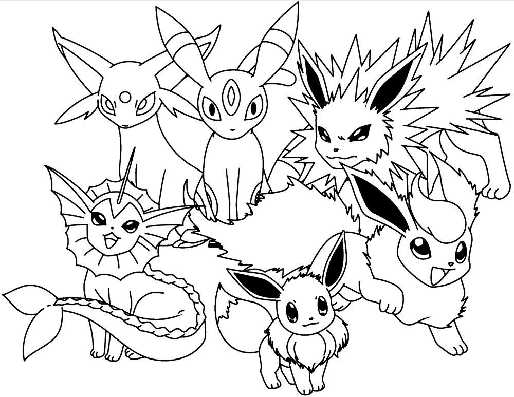 water pokemon 5that evolves from eeve coloring pages