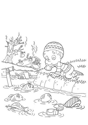 Water pollution coloring pages