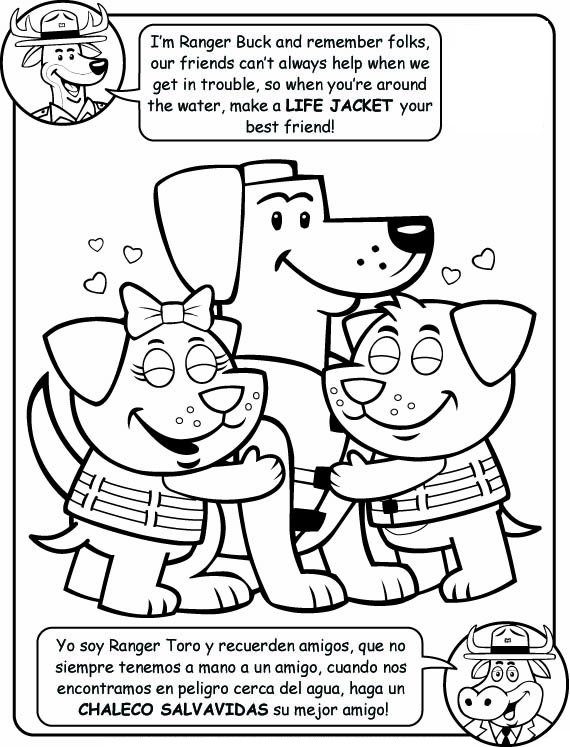 water safety coloring pages dog