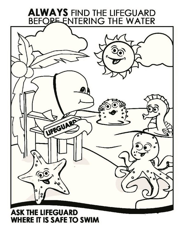 water safety coloring pages preschool