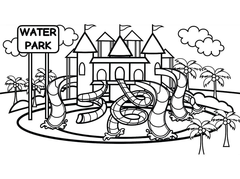 water slides coloring pages
