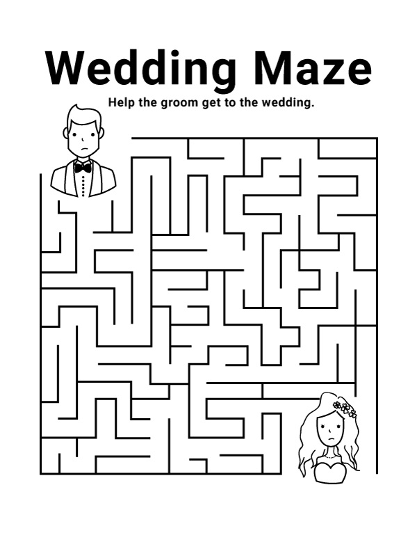 wedding coloring pages maze