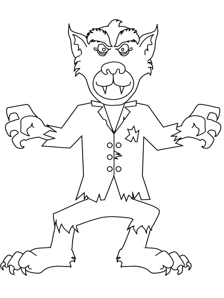 Printable Werewolf2 Halloween Coloring Pages - Coloringpagebook.com