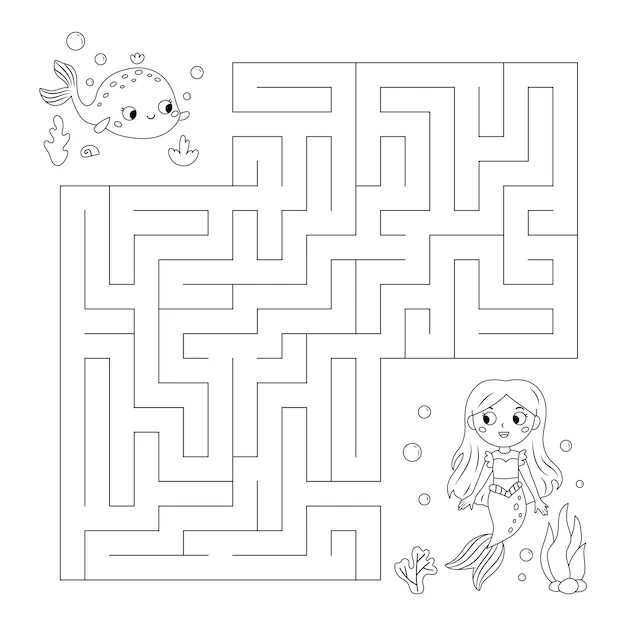 Whale Maze Coloring Page