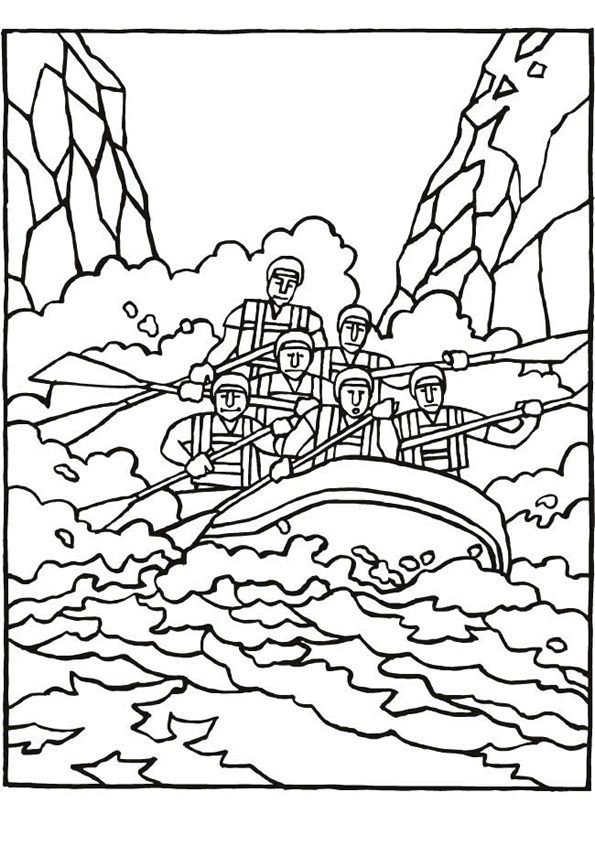 white water rafting coloring pages