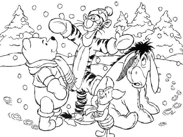 winnie the pooh winter coloring pages
