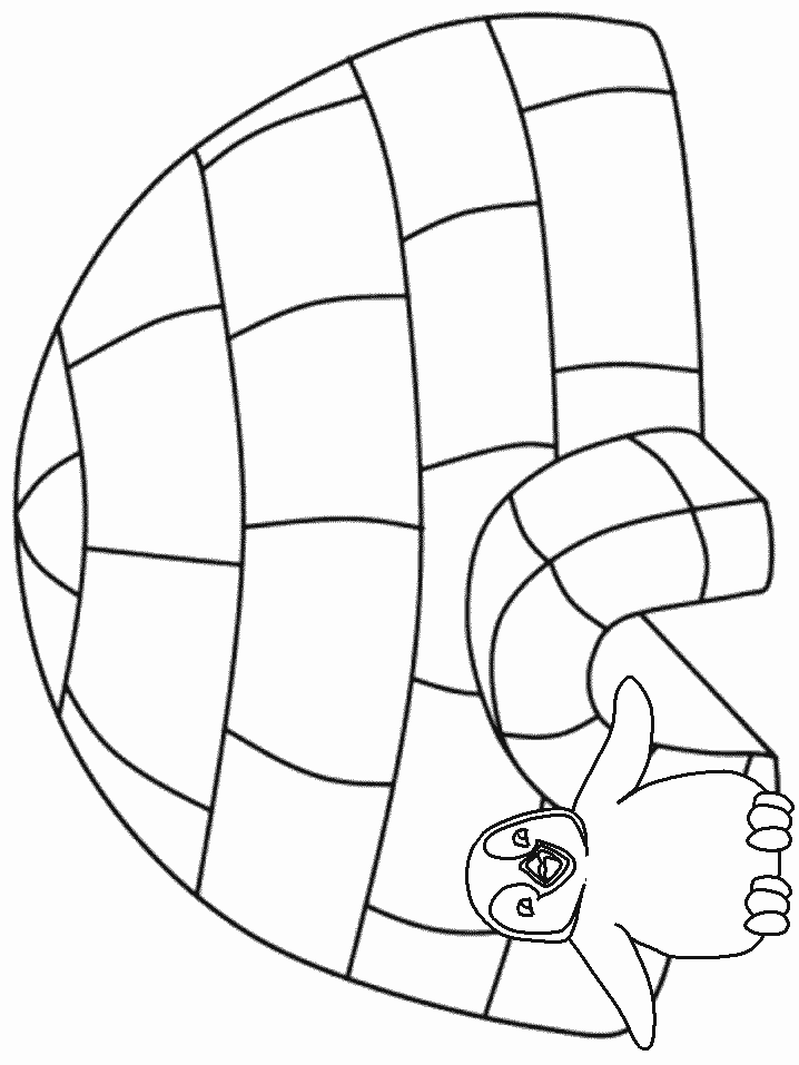 Igloo with Penguin coloring page