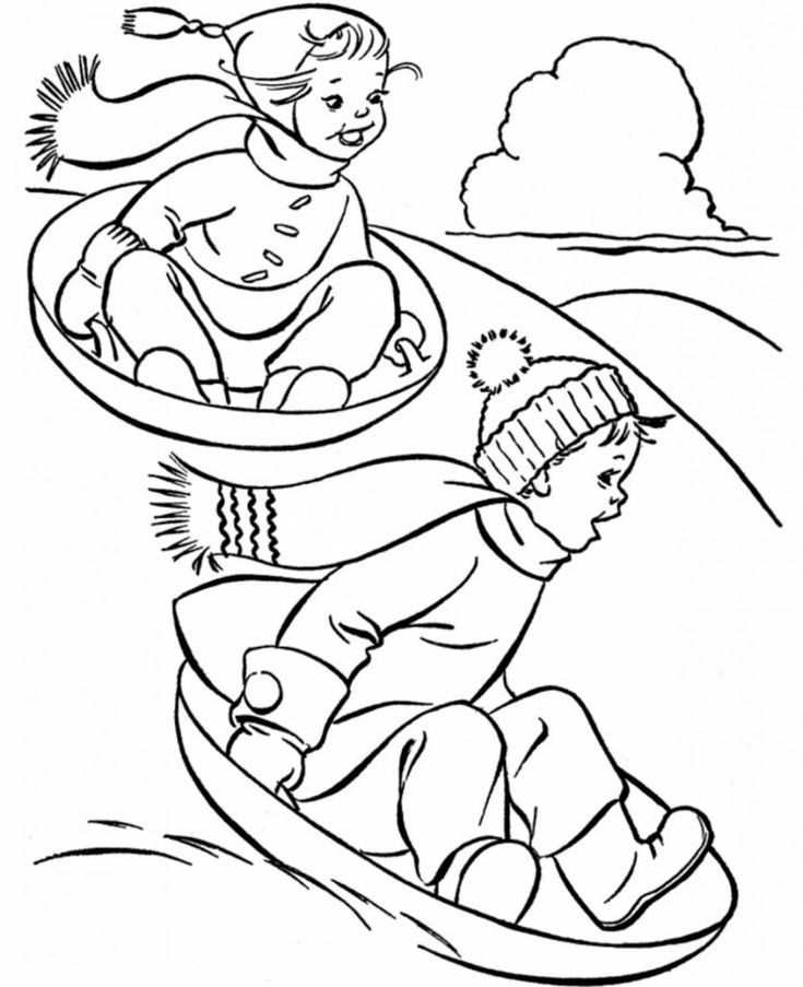 winter activity coloring pages