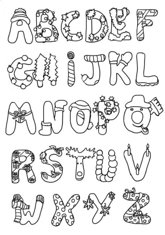 winter alphabet coloring pages