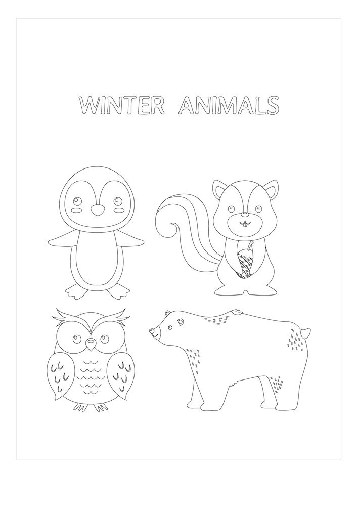 winter animal coloring pages free
