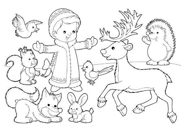 winter animal coloring pages