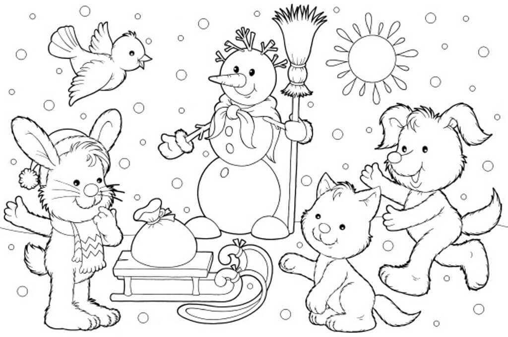 winter animals coloring pages