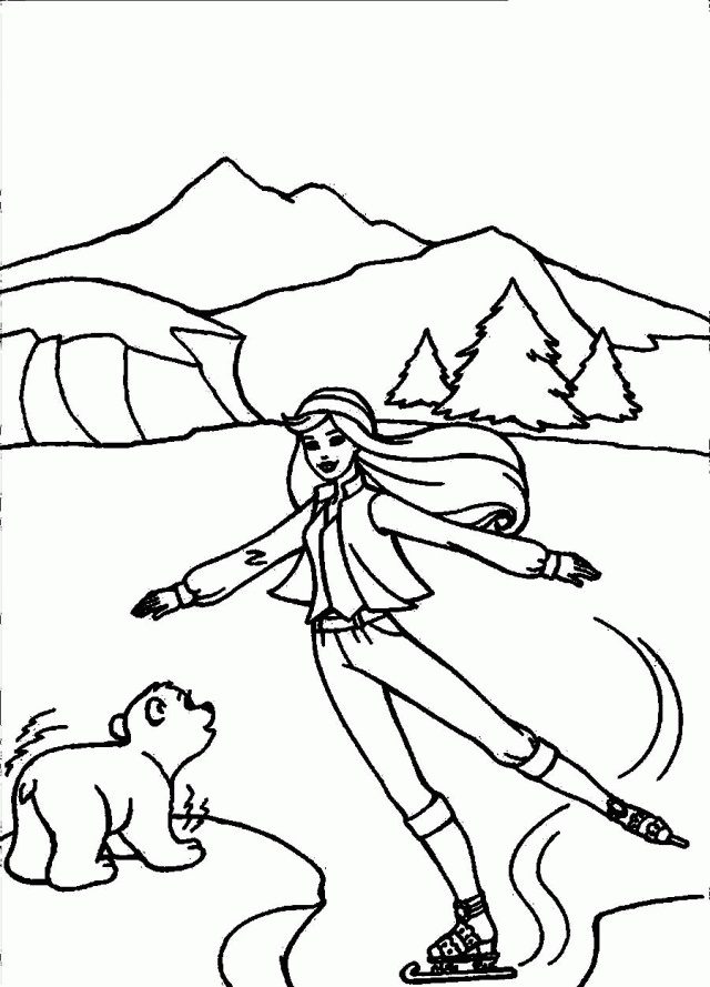 winter barbie coloring pages