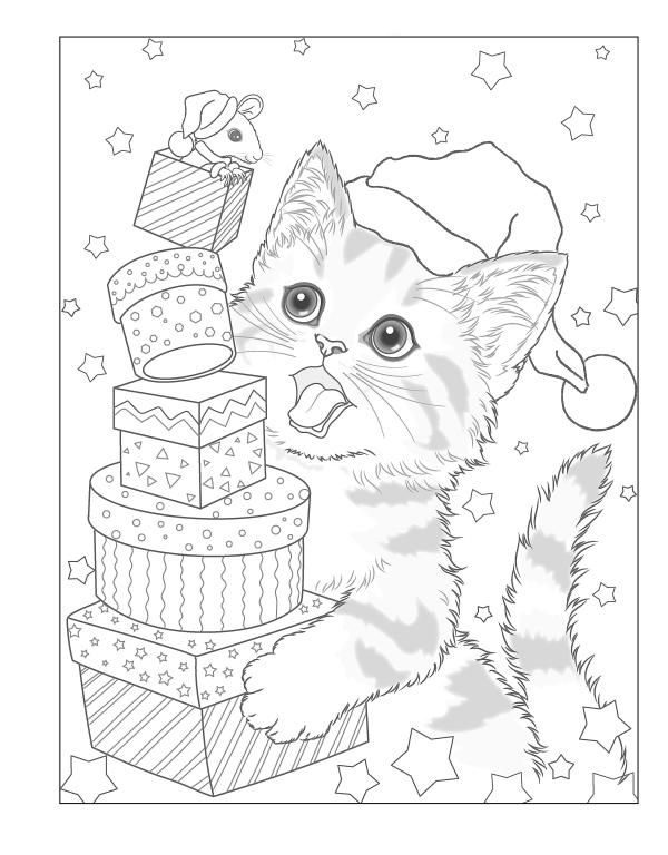 winter cat coloring pages