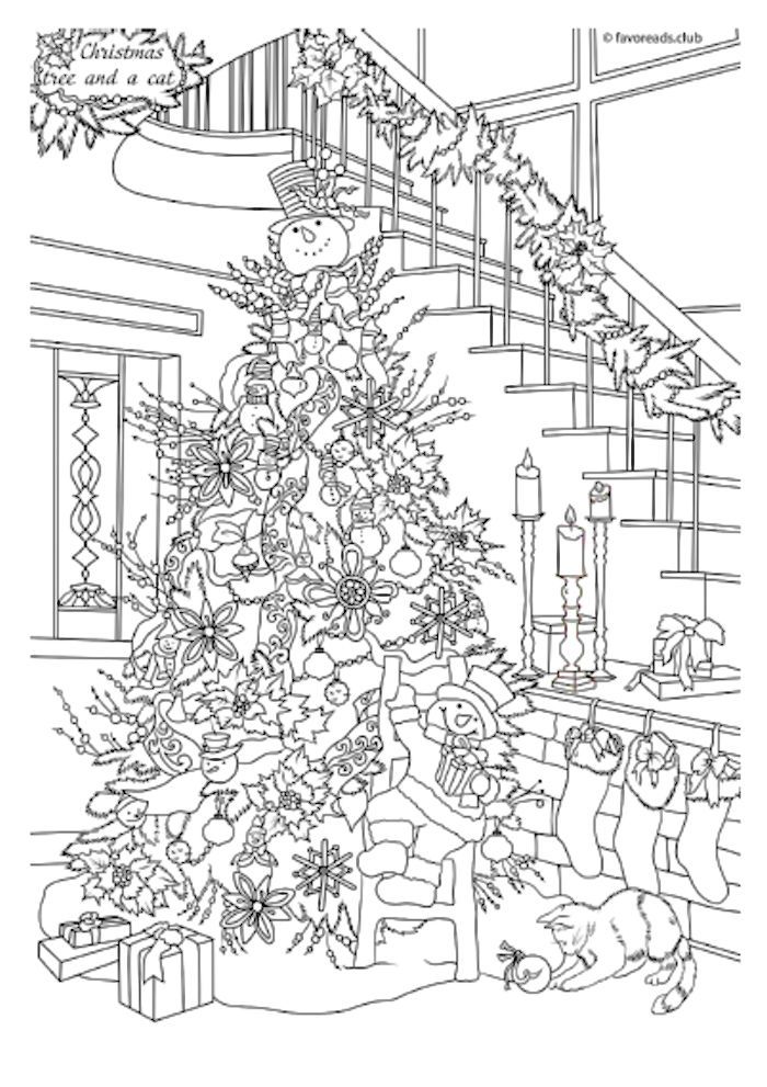 winter christmas tree coloring pages for adults