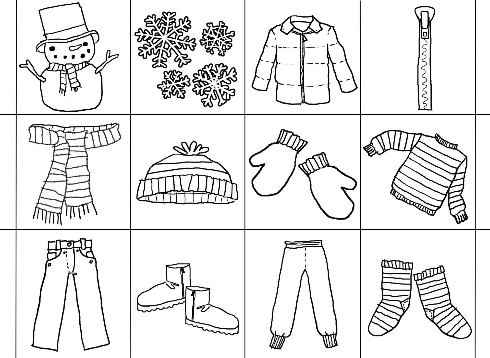 Winter Clothes Coloring Pages For Preschoolers