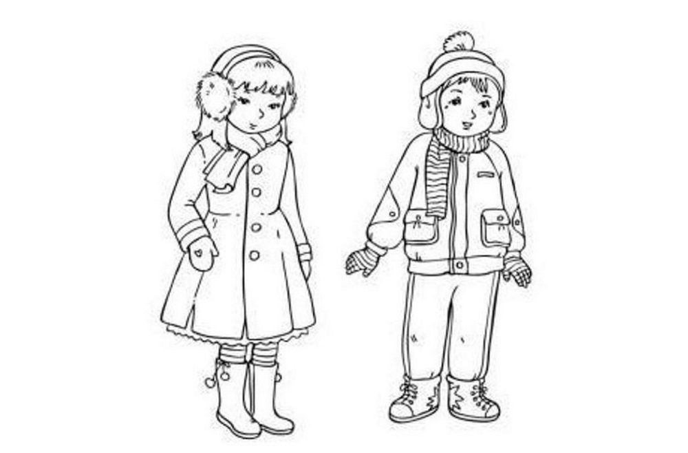 winter clothes coloring pages printable