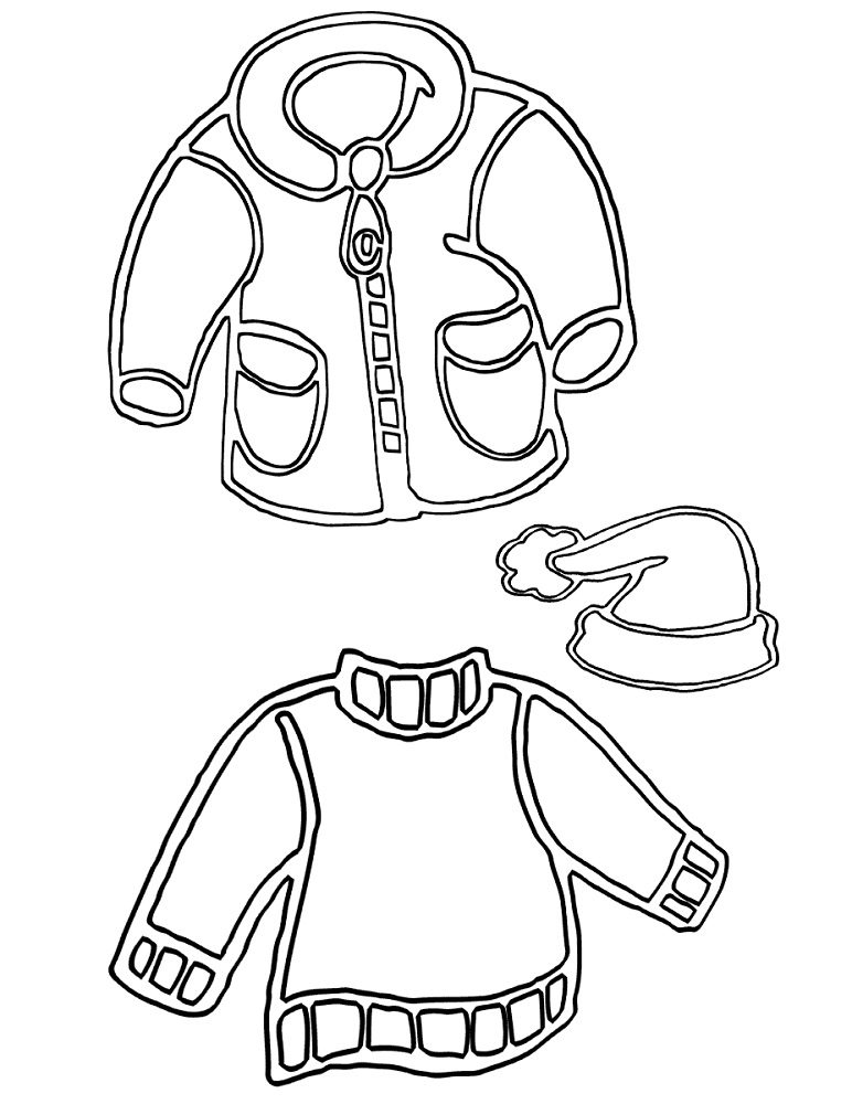 winter clothes coloring pages to print