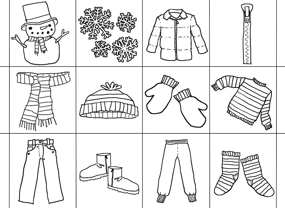winter clothing coloring pages