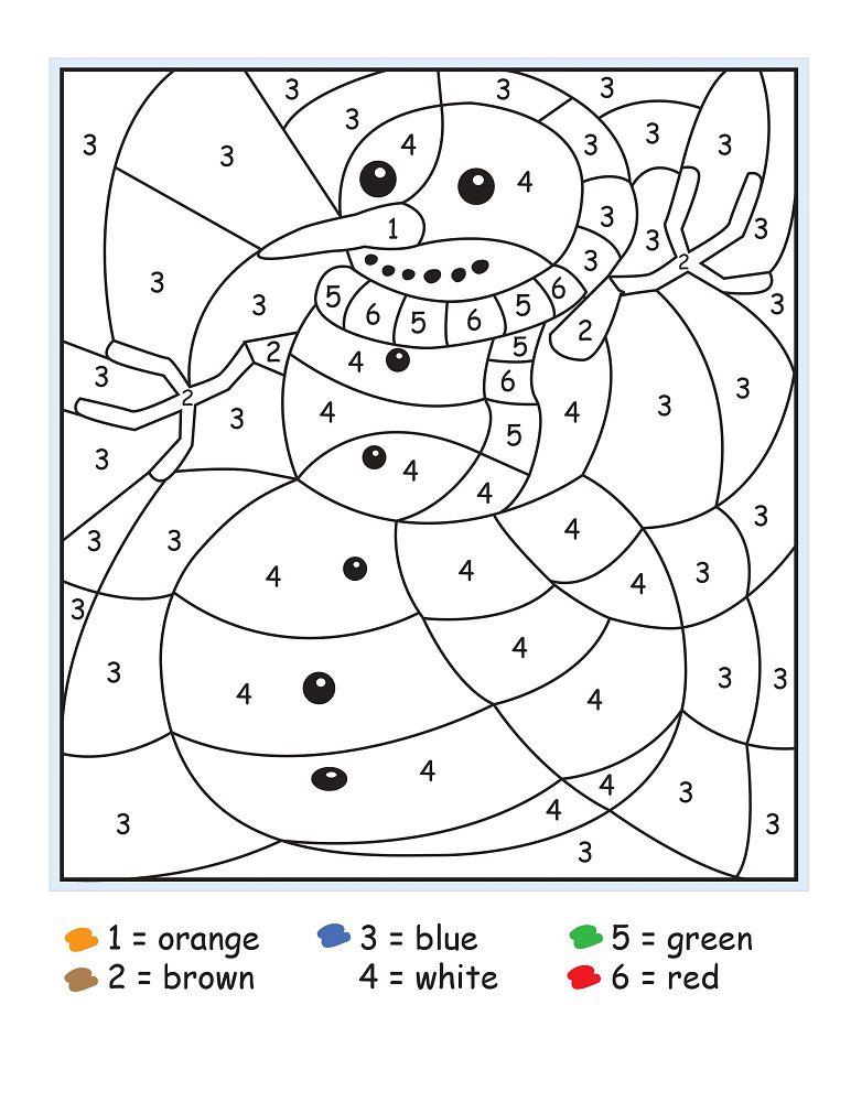 winter coloring by number pages