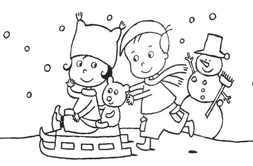 Winter Snow Play Coloring Pages