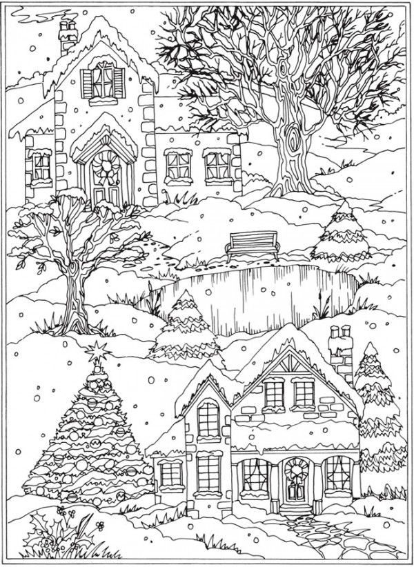 winter coloring pages adults