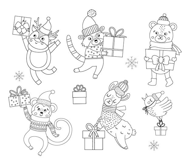 winter coloring pages animals