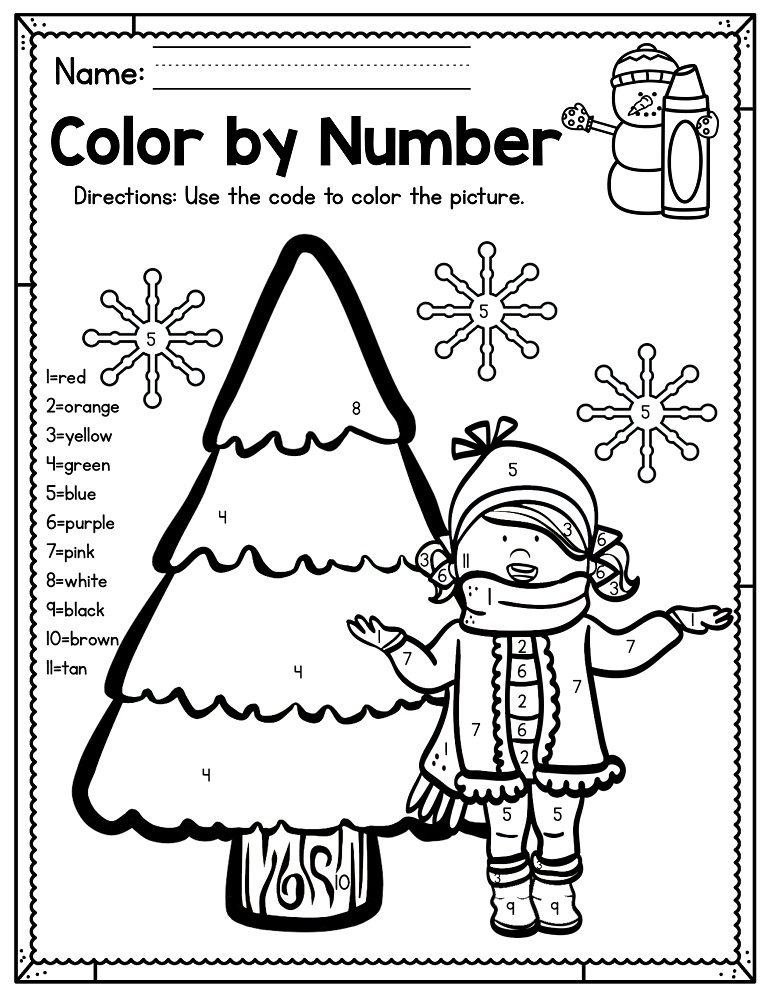 winter coloring pages by number
