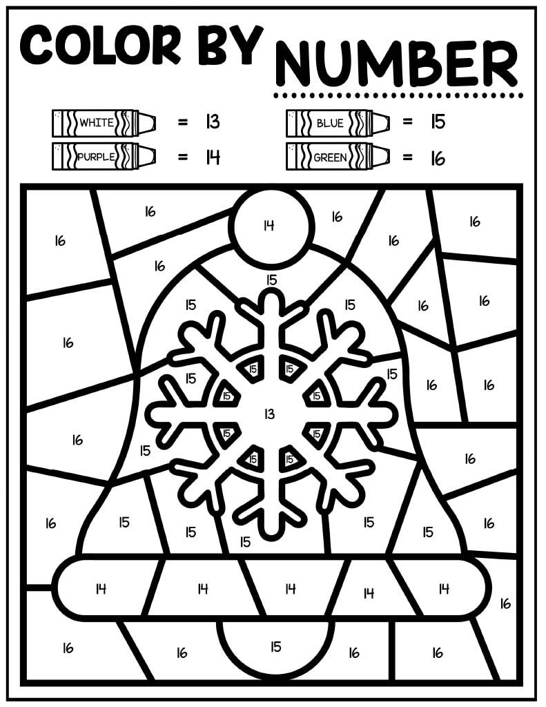 winter coloring pages color by number
