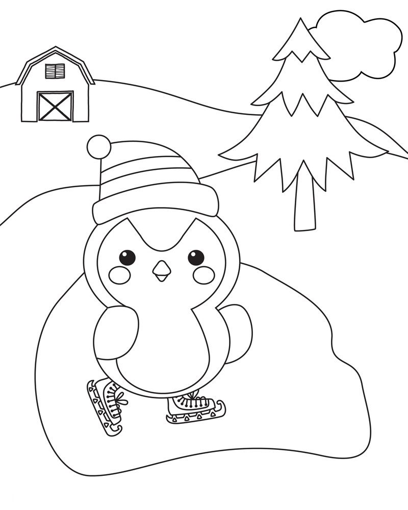 winter coloring pages easy